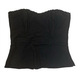 White House Black Market Black Textured Strapless Top